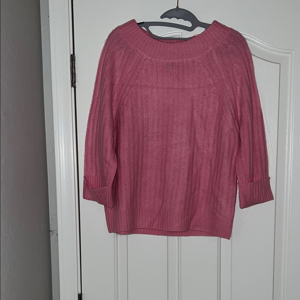 Saks Fifth Avenue Pink Crew Neck Cashmere Sweater